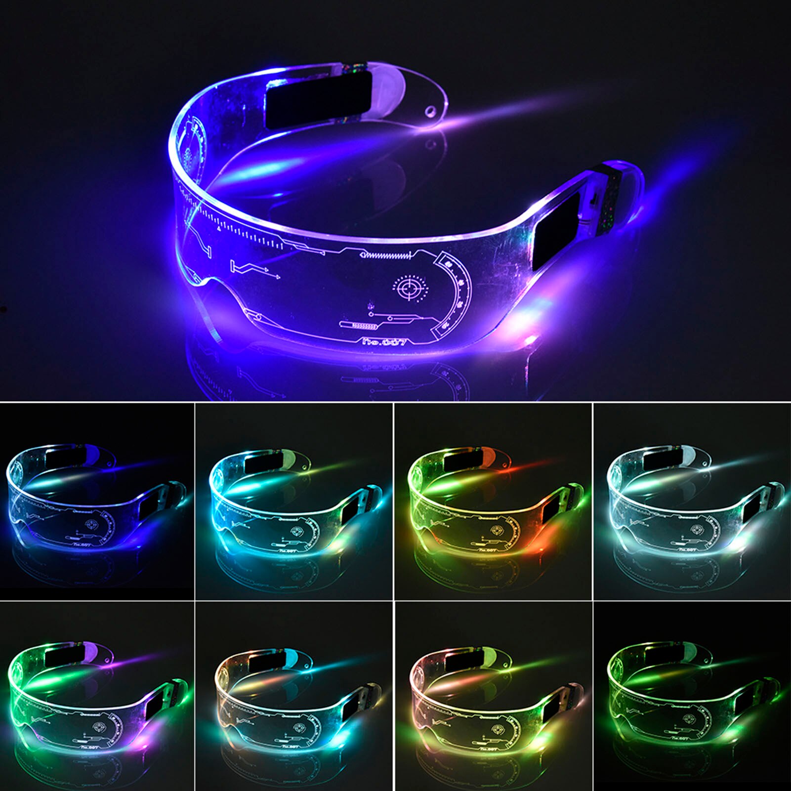 очки cyberpunk светящиеся led светодиодные (120) фото